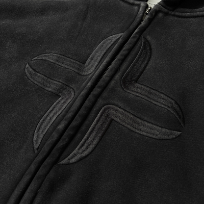 UNIFORM 0 ZIP HOODIE [BLACK]